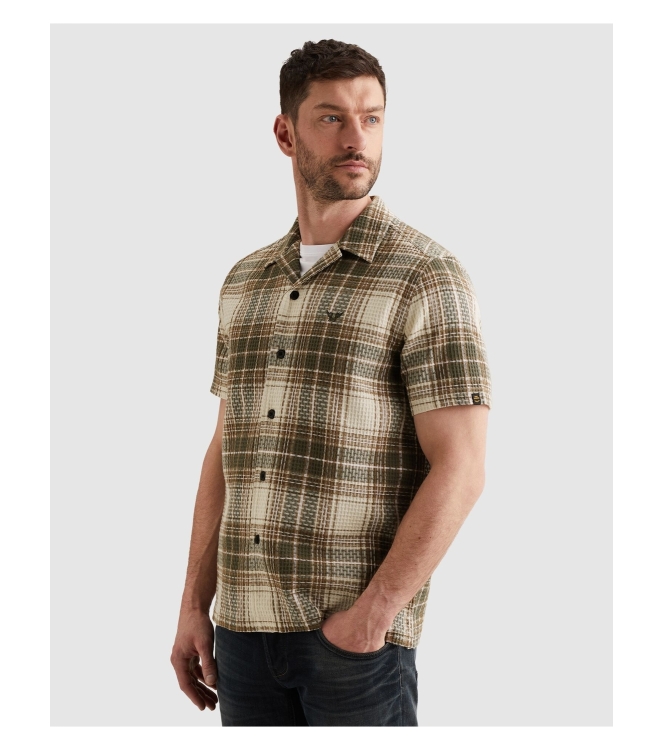 PME Legend Short Sleeve Shirt Waffle Big Chec 6150 Thyme