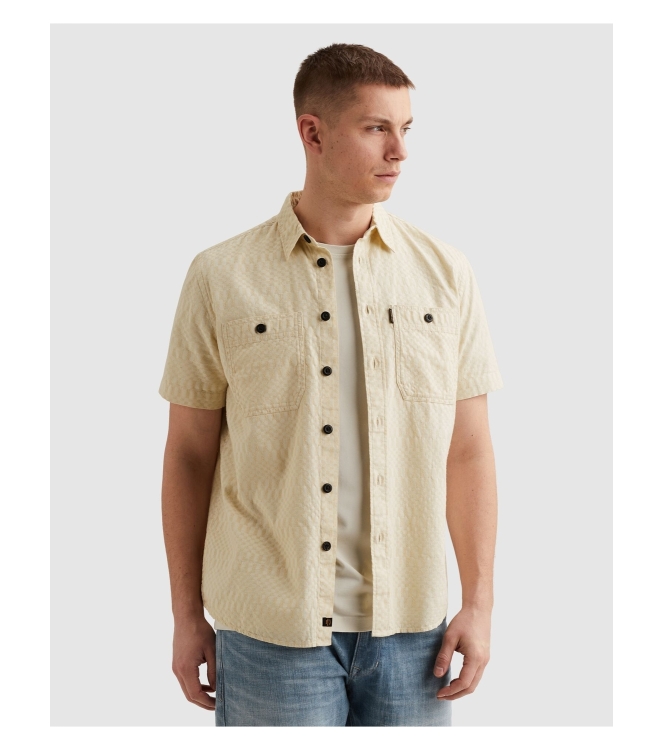 PME Legend Short Sleeve Shirt Jacquard 7013 Bone white