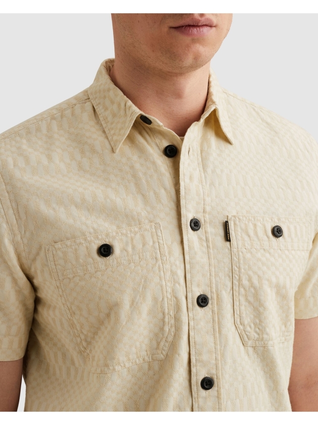 PME Legend Short Sleeve Shirt Jacquard 7013 Bone white