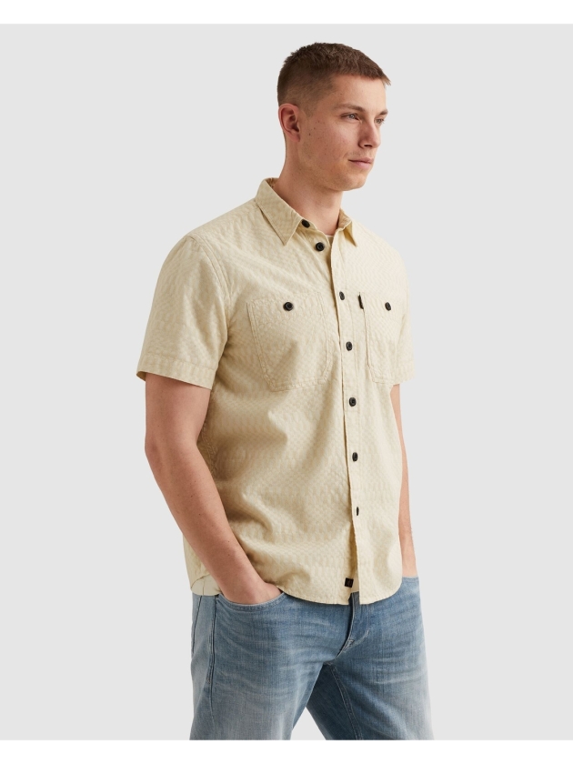PME Legend Short Sleeve Shirt Jacquard 7013 Bone white