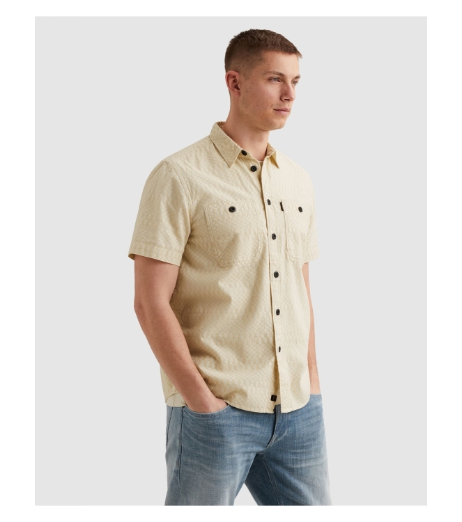 PME Legend Short Sleeve Shirt Jacquard 7013 Bone white