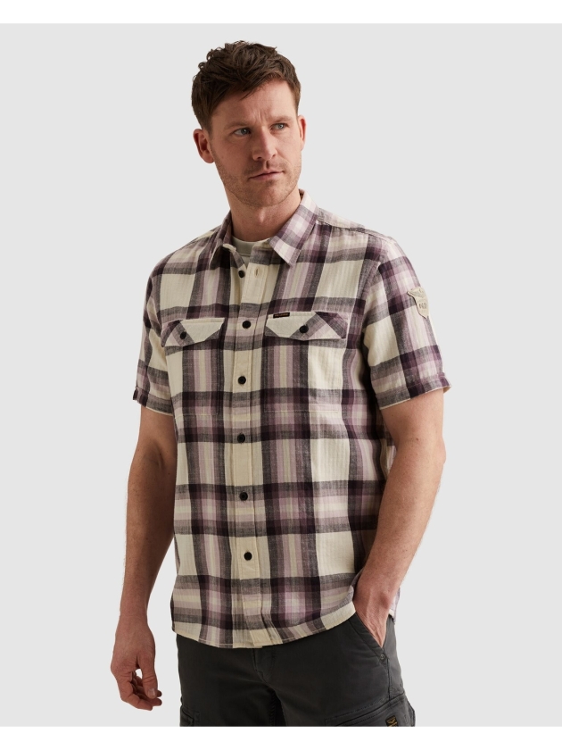 PME Legend Short Sleeve Shirt Slub Herringbon 4323 Moonscape