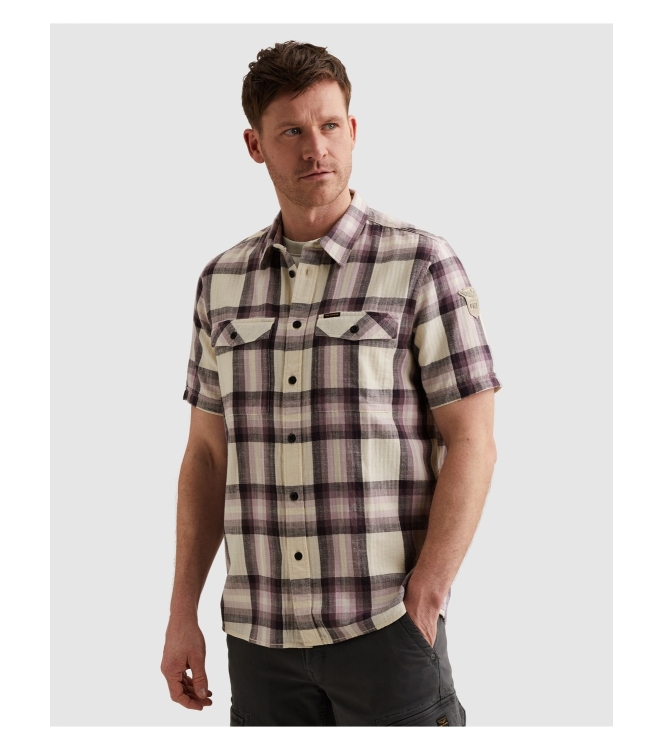 PME Legend Short Sleeve Shirt Slub Herringbon 4323 Moonscape