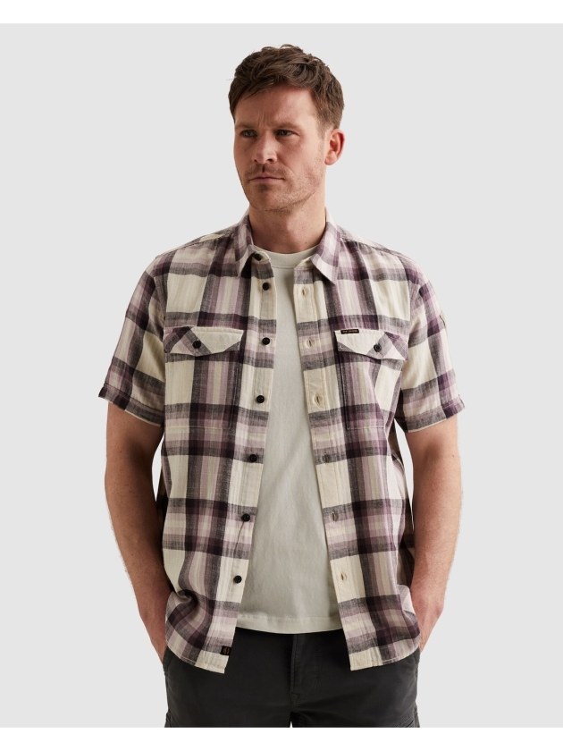 PME Legend Short Sleeve Shirt Slub Herringbon 4323 Moonscape