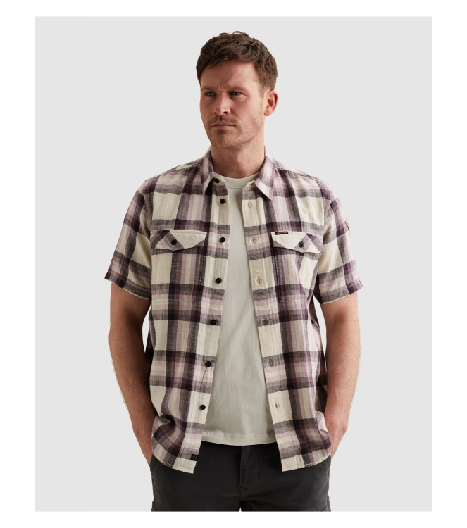 PME Legend Short Sleeve Shirt Slub Herringbon 4323 Moonscape