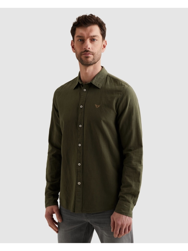 PME Legend LONG SLEEVE SHIRT Ctn Linen garmen 6150 Thyme
