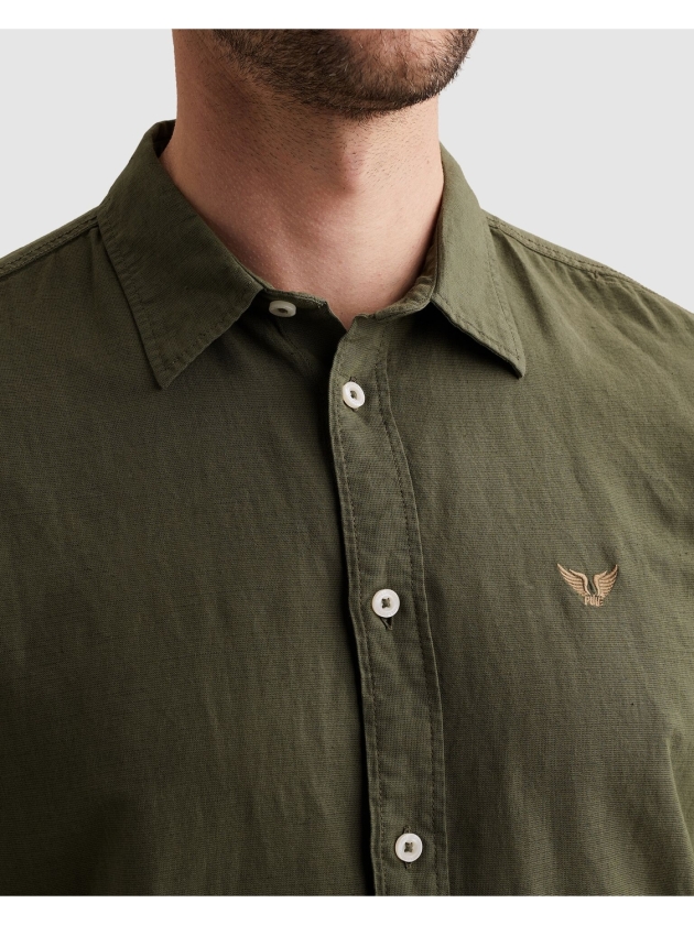 PME Legend LONG SLEEVE SHIRT Ctn Linen garmen 6150 Thyme