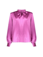 Geisha Blouse satin with bow 000380 Purple
