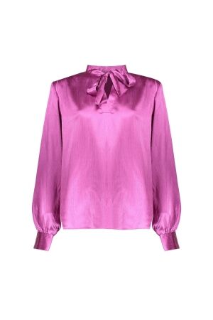 Geisha Blouse satin with bow 000380 Purple