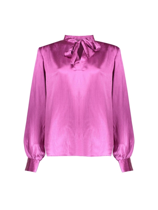Geisha Blouse satin with bow 000380 Purple