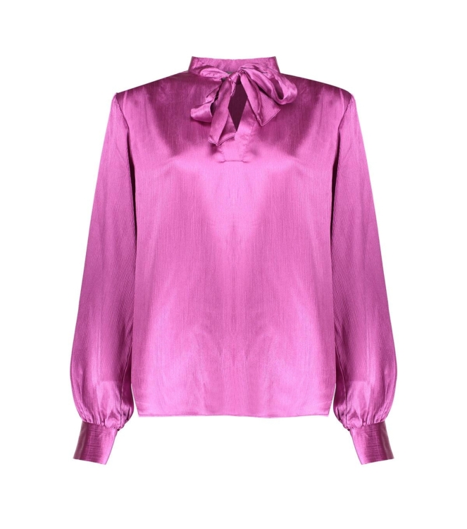 Geisha Blouse satin with bow 000380 Purple