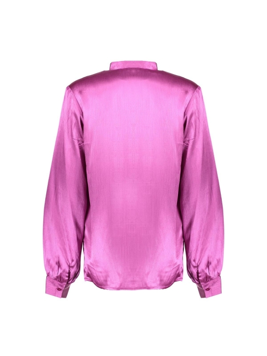Geisha Blouse satin with bow 000380 Purple