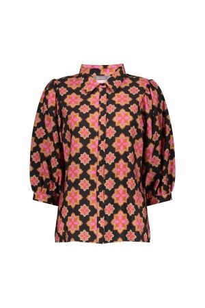 Geisha Blouse print star 000999 Black