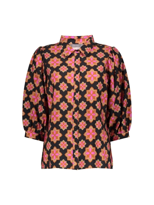 Geisha Blouse print star 000999 Black