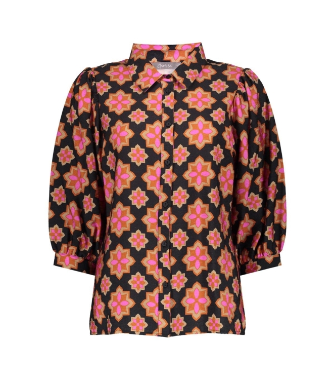 Geisha Blouse print star 000999 Black