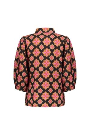 Geisha Blouse print star 000999 Black