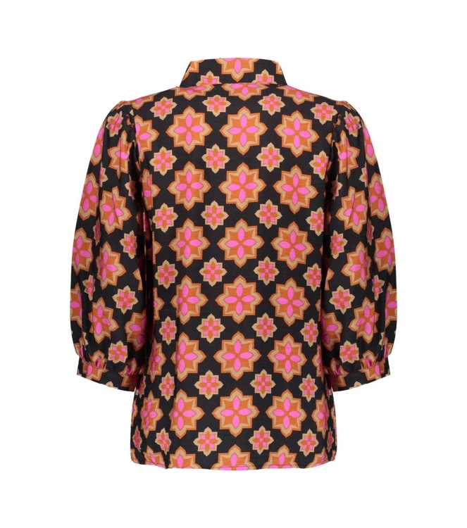 Geisha Blouse print star 000999 Black