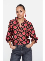 Geisha Blouse print star 000999 Black