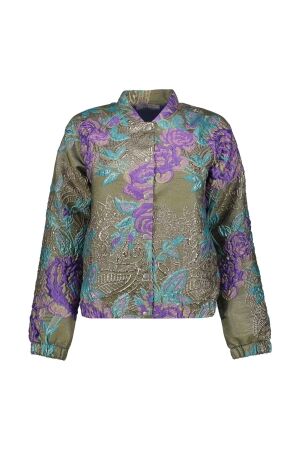 Geisha Jacket flowers lurex 000530 Green