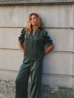 Neo Noir Roella heavy sateen blouse 591 Deep green