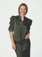 Neo Noir Roella heavy sateen blouse 591 Deep green