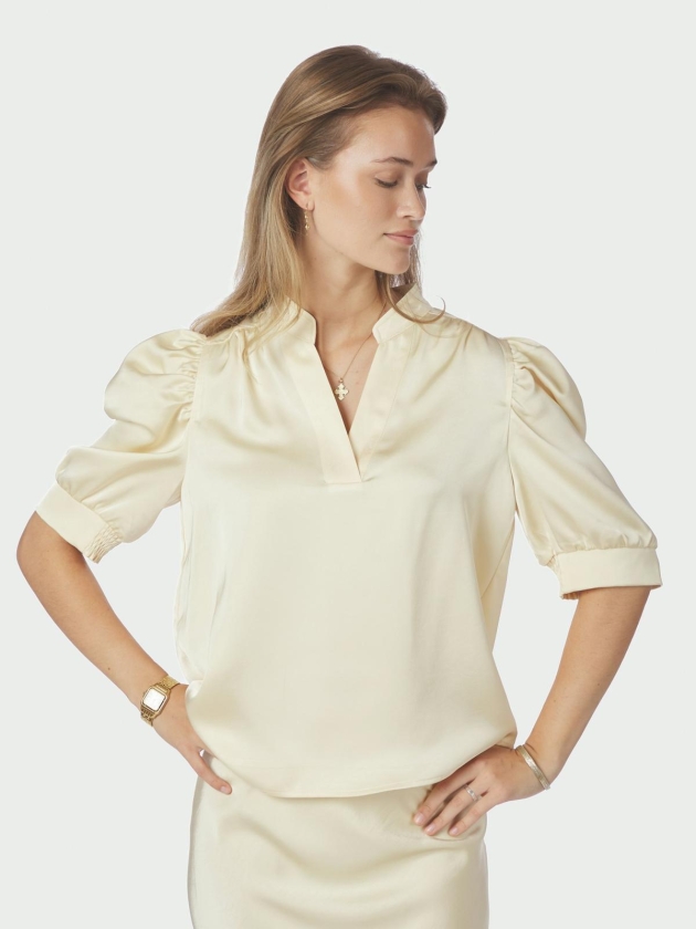 Neo Noir Roella heavy sateen blouse 191 Light yellow