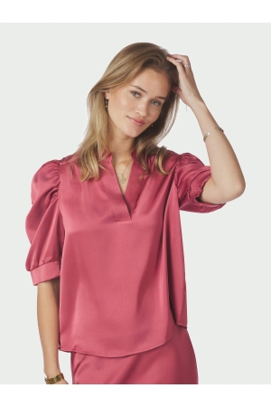Neo Noir Roella heavy sateen blouse 430 Cherry pink