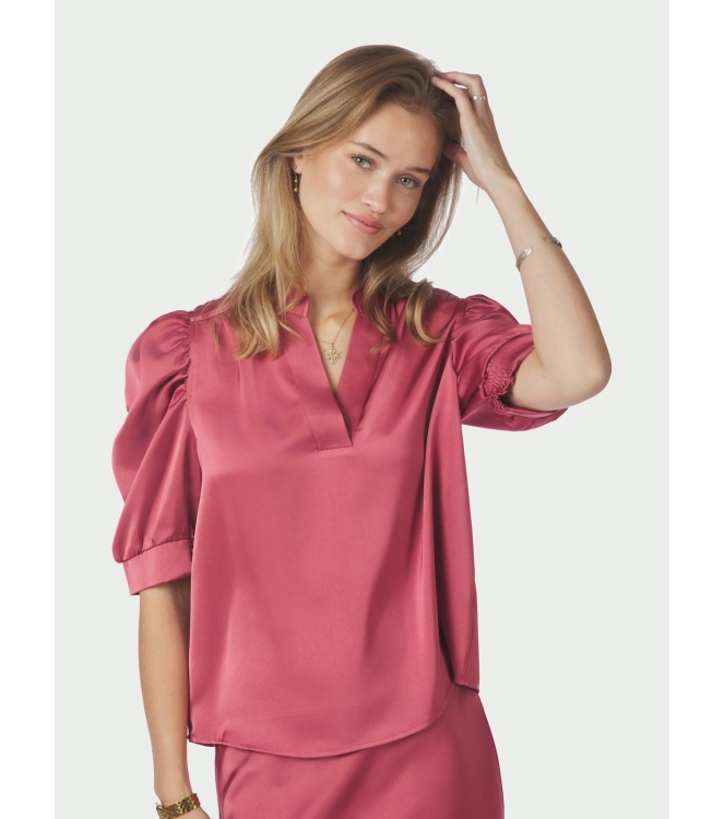 Neo Noir Roella heavy sateen blouse 430 Cherry pink