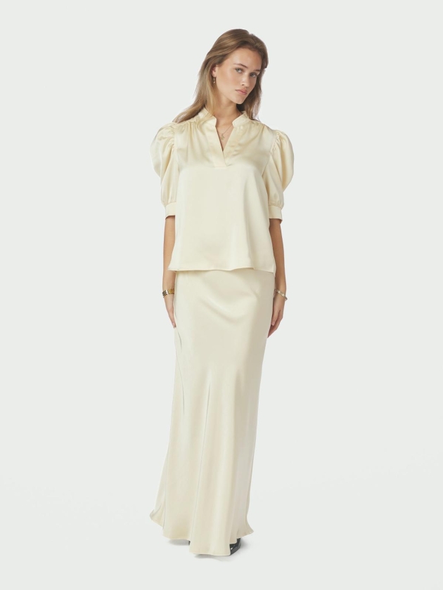 Neo Noir Vicky heavy sateen skirt 191 Light yellow