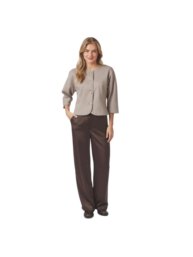 Neo Noir Emmett heavy sateen pants 676 Dark brown