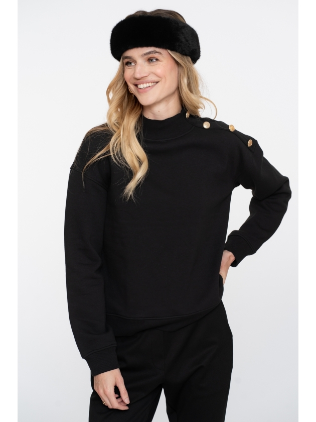 Geisha Sweater with buttons at shoulder 000999 Black