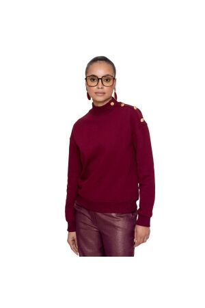 Geisha Sweater with buttons at shoulder 480 Burgundy
