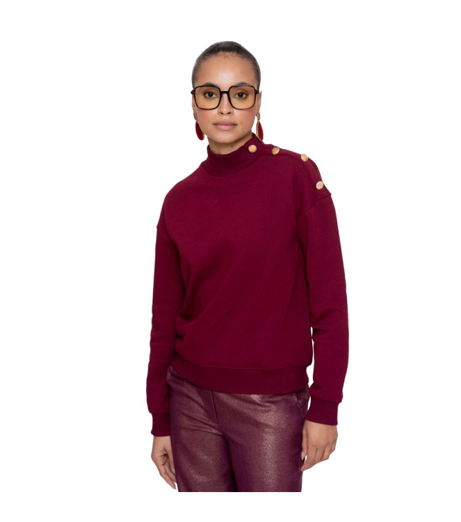 Geisha Sweater with buttons at shoulder 480 Burgundy