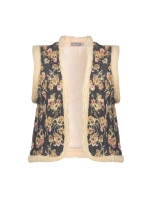 Geisha Gilet print 000999 Black