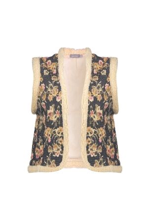 Geisha Gilet print 000999 Black