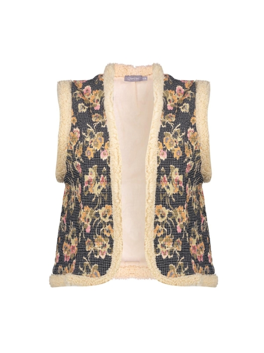 Geisha Gilet print 000999 Black
