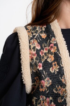 Geisha Gilet print 000999 Black