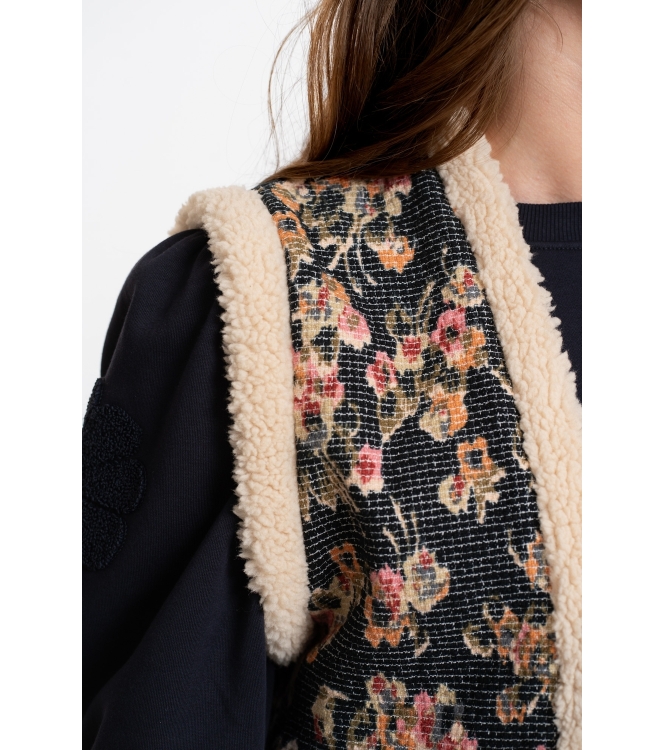 Geisha Gilet print 000999 Black