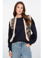 Geisha Gilet print 000999 Black