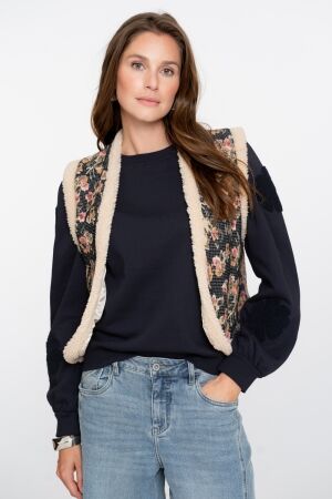 Geisha Gilet print 000999 Black