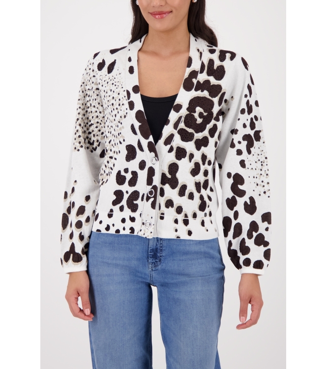 Monari Strickjacke 566 Dark chocolate gemustert