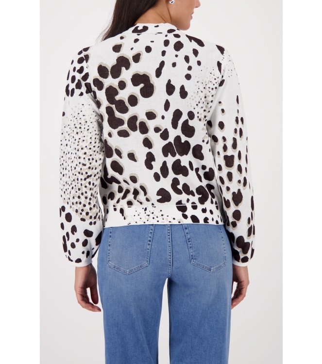 Monari Strickjacke 566 Dark chocolate gemustert