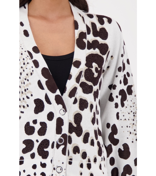 Monari Strickjacke 566 Dark chocolate gemustert