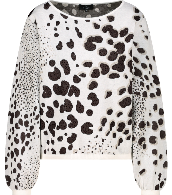 Monari Pullover 566 Dark chocolate gemustert