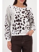 Monari Pullover 566 Dark chocolate gemustert