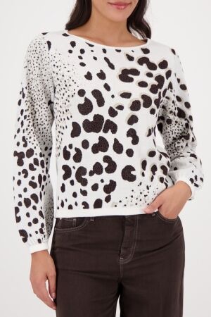 Monari Pullover 566 Dark chocolate gemustert