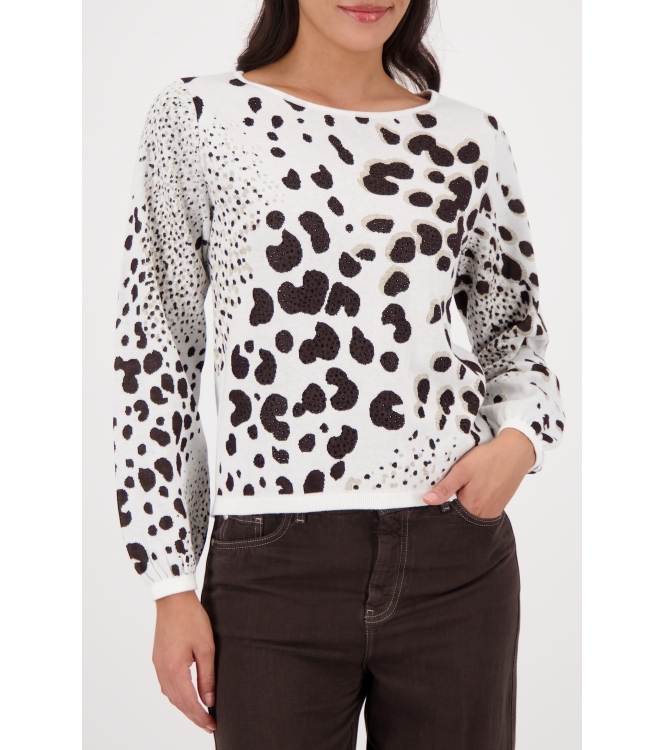 Monari Pullover 566 Dark chocolate gemustert