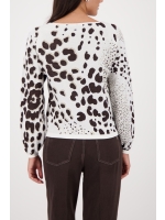 Monari Pullover 566 Dark chocolate gemustert