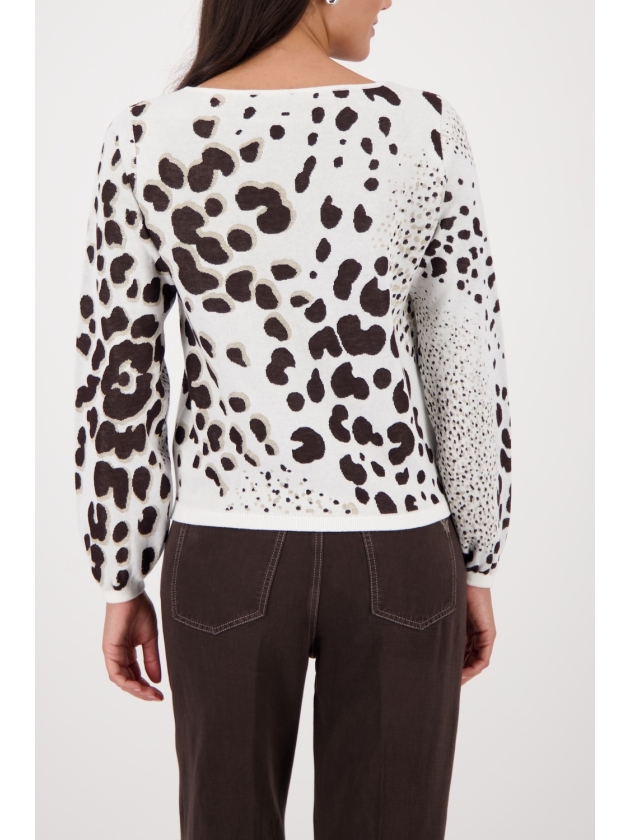 Monari Pullover 566 Dark chocolate gemustert