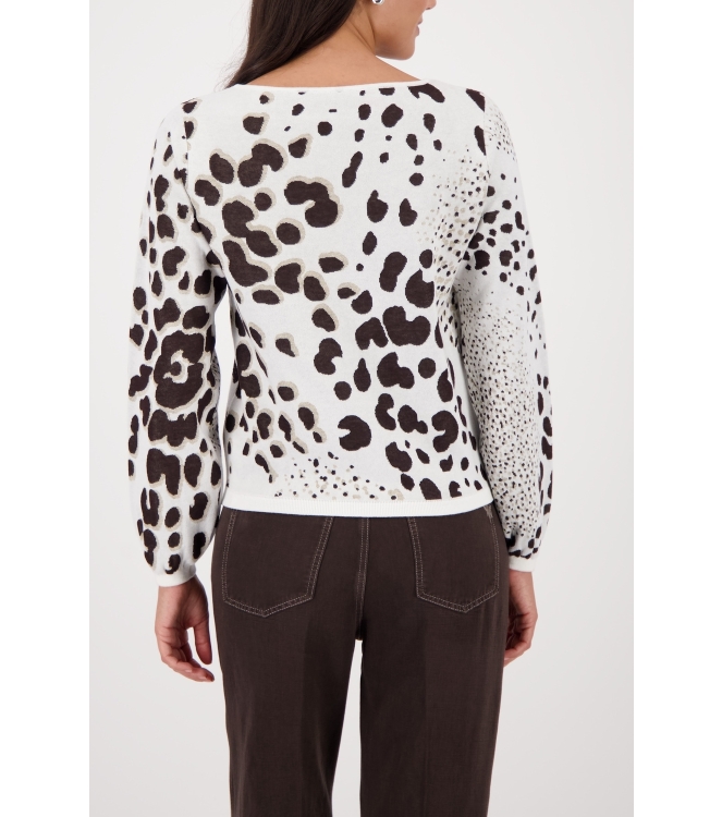 Monari Pullover 566 Dark chocolate gemustert